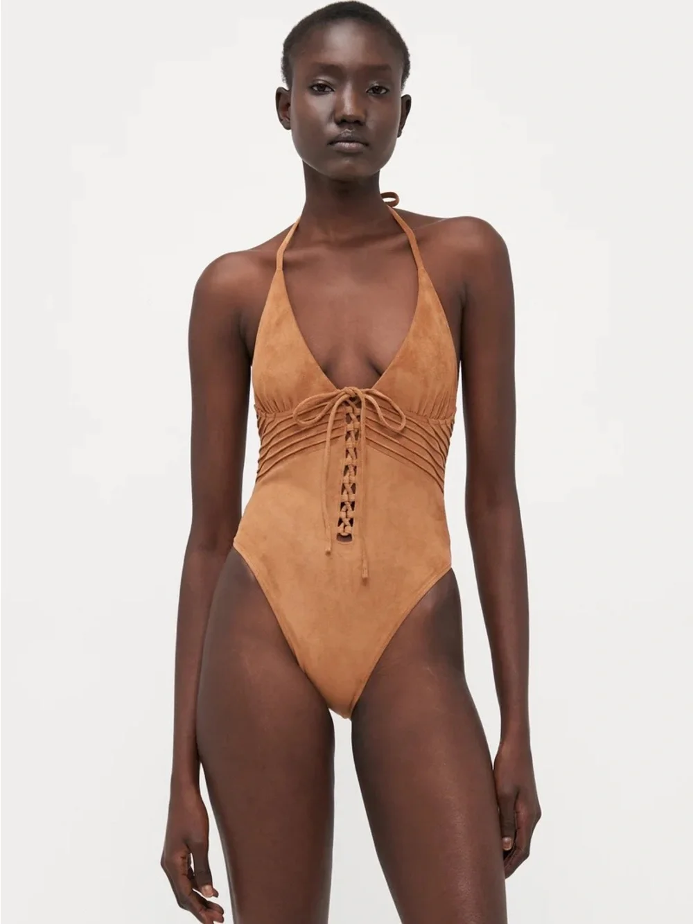 Frankie’s Bikini x Bella Sun-kissed Suede One Piece